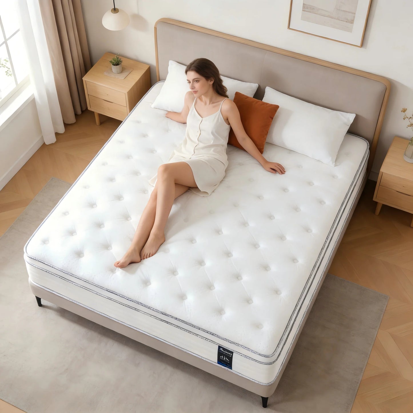 Madevos Hybrid Mattress – Pocket Springs & Foam, Medium Firm, Motion Isolation, 10"–14"