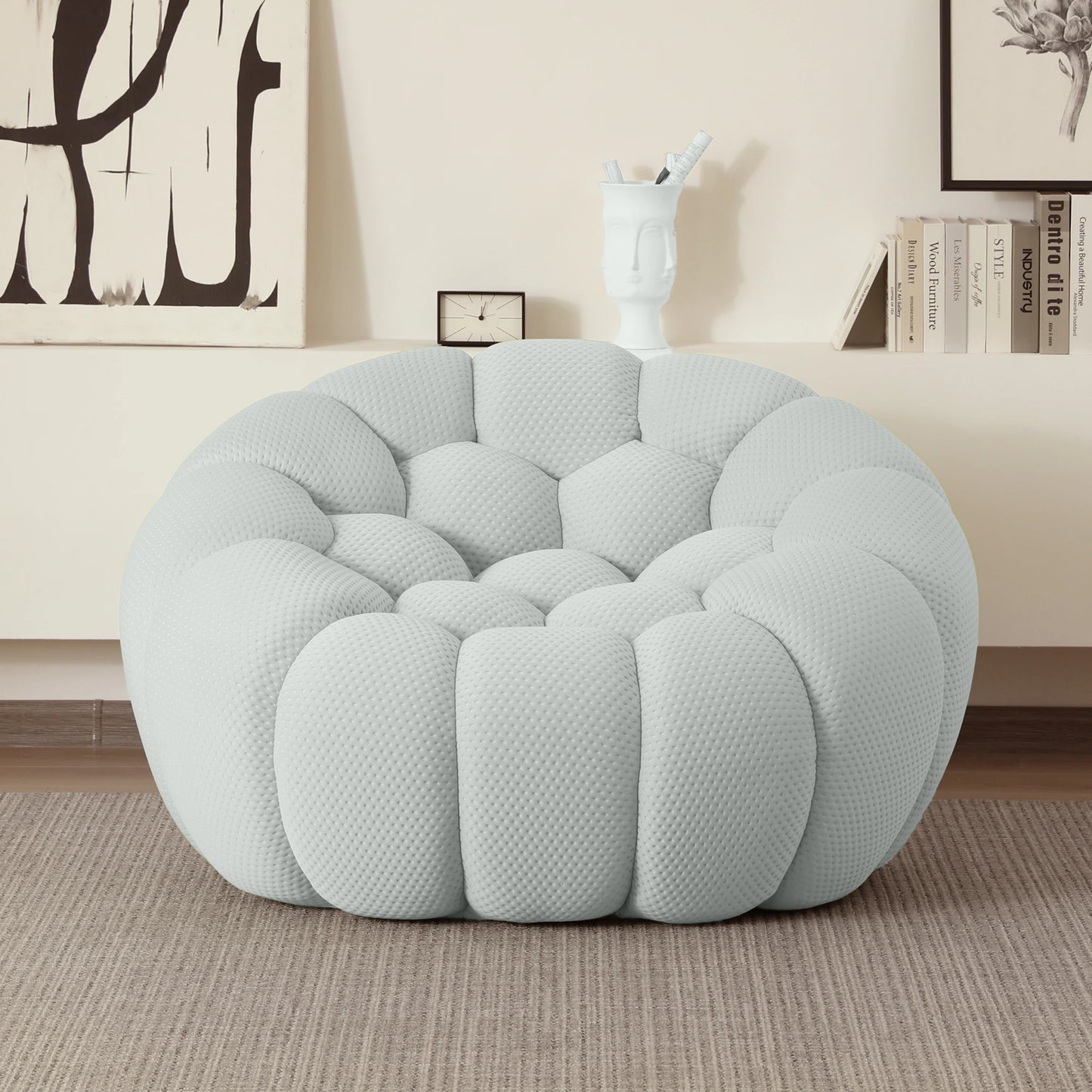 49" Oversized Boneless Bubble Couch – 3D Honeycomb Design, No Assembly Required
