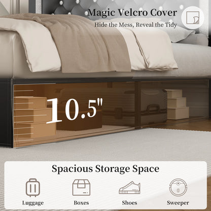 SIBEDS LED Bed Frame with Adjustable Headboard & Under-Bed Storage