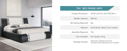 Modern Faux Leather Platform Bed Frame with Adjustable Headboard & Iron Décor – 800 LB Capacity | Queen King
