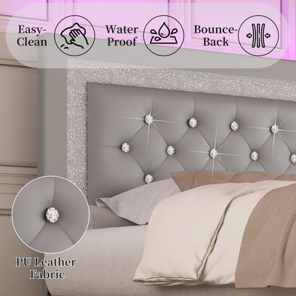 SIBEDS LED Bed Frame with Adjustable Headboard & Under-Bed Storage