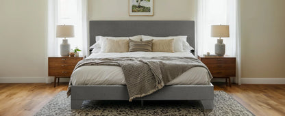 Upholstered Bed Frame with Adjustable Headboard – Soft Linen Fabric, Noise-Free, No Box Spring | Full Queen King