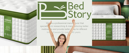 BedStory Hybrid Mattress – Gel Memory Foam & Pocket Springs (12" & 14", Full/Queen/King)