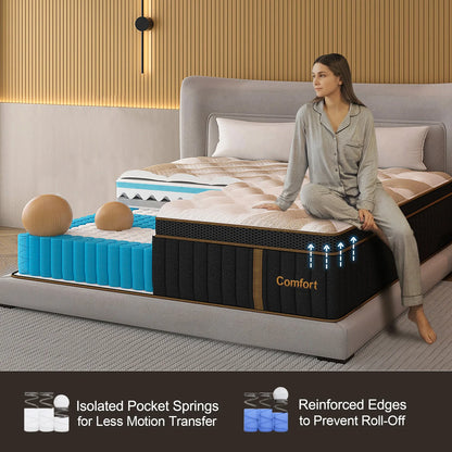 Sweetlove Hybrid Pocket Spring Mattress – Gel Memory Foam, Medium Firm, 12" & 14"