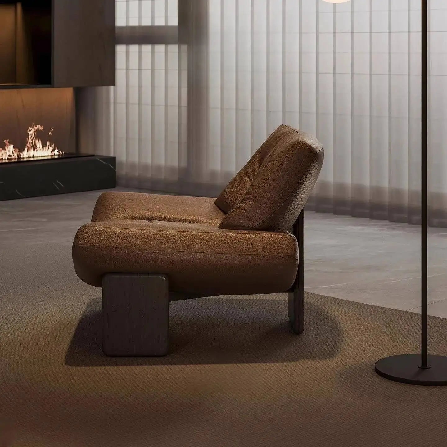 Italian Leather Single Seater Lounge Chair – Designer Leisure Accent Chair