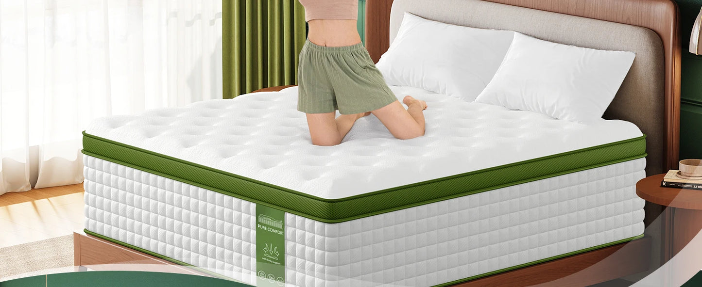BedStory Hybrid Mattress – Gel Memory Foam & Pocket Springs (12" & 14", Full/Queen/King)