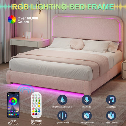 SIBEDS Teddy Velvet LED Bed Frame with Storage Drawers & 50" Headboard