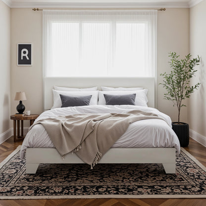 Upholstered Bed Frame with Adjustable Headboard – Soft Linen Fabric, Noise-Free, No Box Spring | Full Queen King