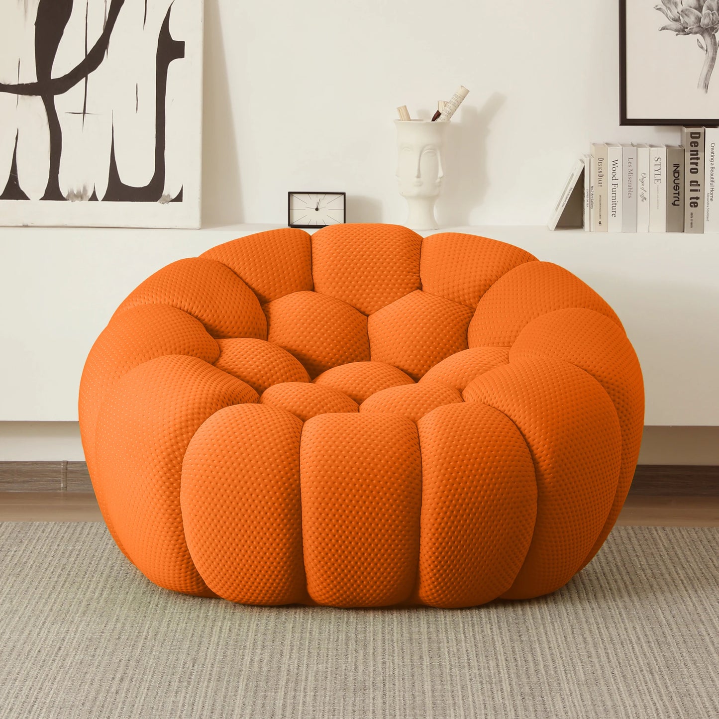 49" Oversized Boneless Bubble Couch – 3D Honeycomb Design, No Assembly Required