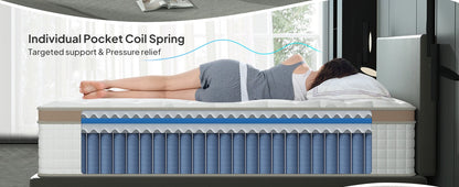 BedStory 14" Luxury Hybrid Mattress – Gel Memory Foam & Pocket Springs, Made in USA