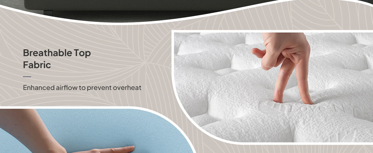 BedStory 14" Luxury Hybrid Mattress – Gel Memory Foam & Pocket Springs, Made in USA