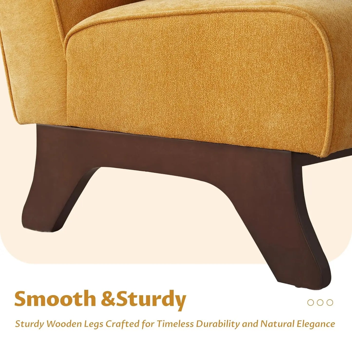 Set of 2 Upholstered Armless Accent Chairs with Wooden Legs & Pillow