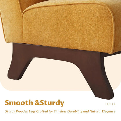 Set of 2 Upholstered Armless Accent Chairs with Wooden Legs & Pillow