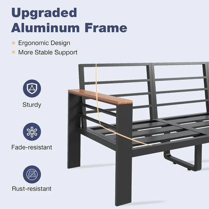 7-Seat Aluminum Patio Sectional Set – Oversized Outdoor Sofa with Thick Cushions & Coffee Table