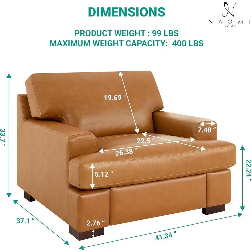 Executive Leather Lounge Chair – Tan Accent Chair for Office & Reception