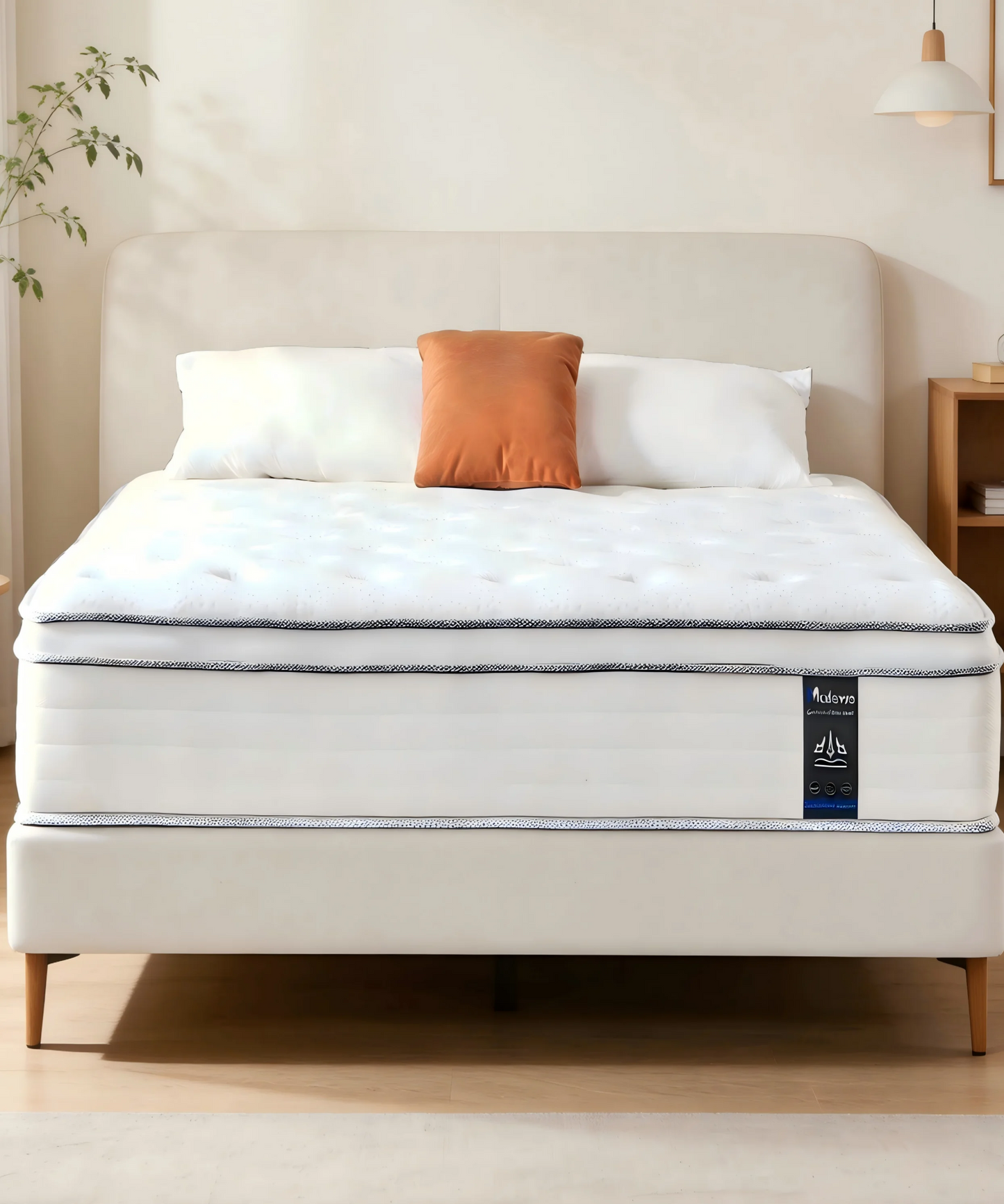 Madevos Hybrid Mattress – Pocket Springs & Foam, Medium Firm, Motion Isolation, 10"–14"