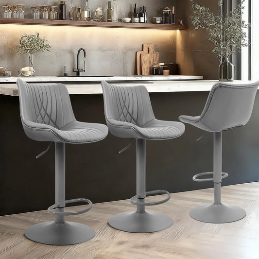 Swivel Bar Stools Set of 2 | Adjustable Height, Faux Leather & Footrest