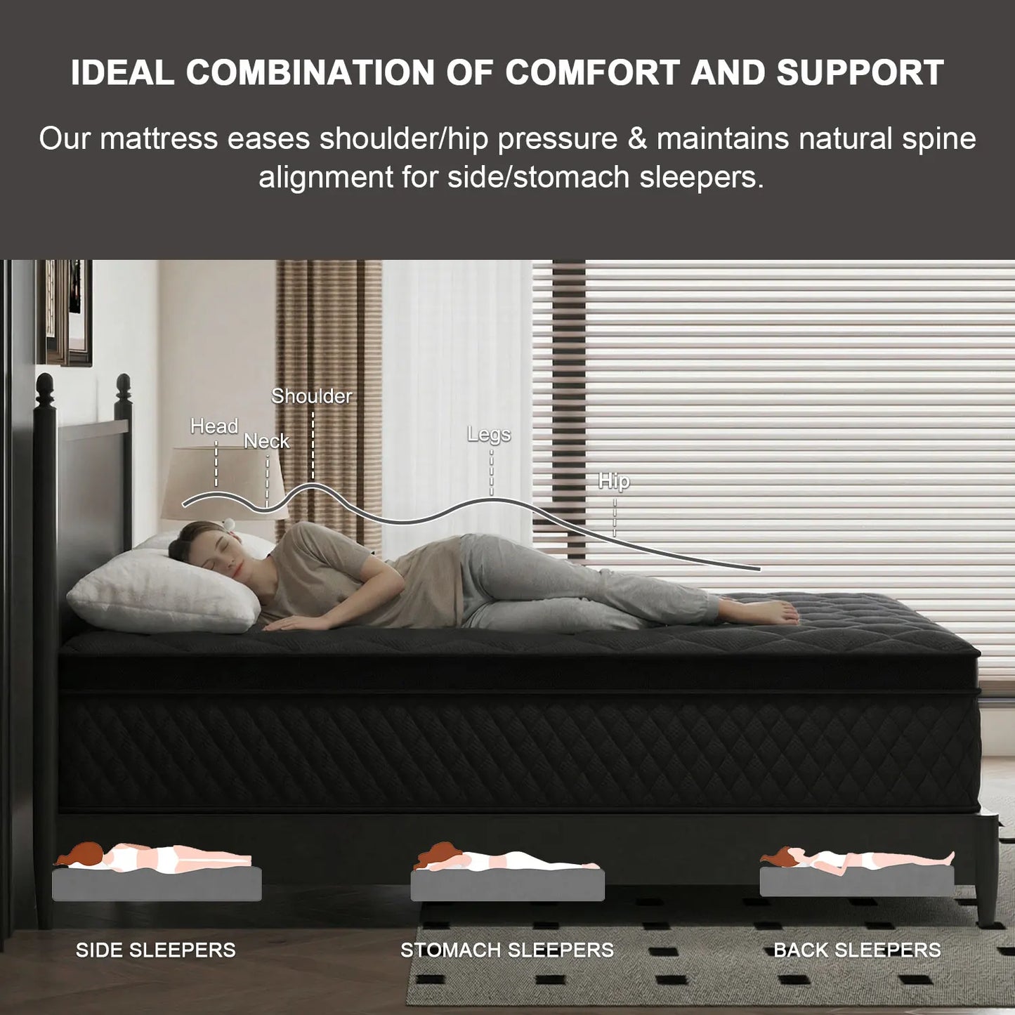 Sweetlove Duchessz Hybrid Mattress – Gel Memory Foam & Pocket Springs, Medium Firm, 10"–14"
