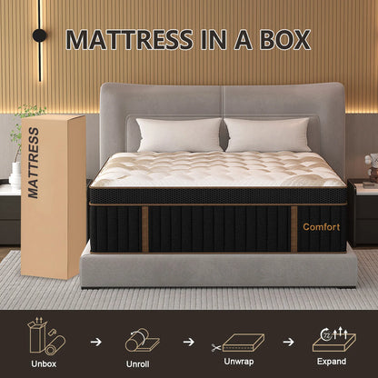 Sweetlove Hybrid Pocket Spring Mattress – Gel Memory Foam, Medium Firm, 12" & 14"