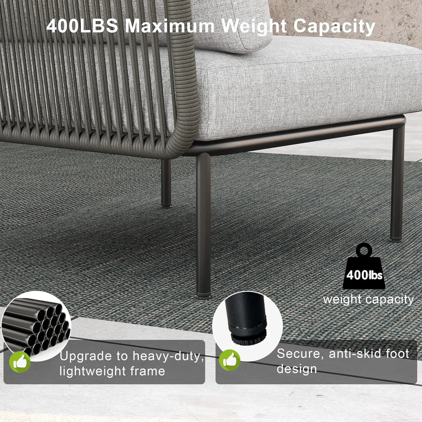 7-Piece Aluminum Modular Patio Sectional Set with Tempered Glass Coffee Table & Thick Cushions