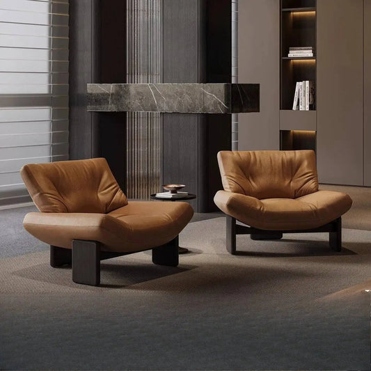 Italian Leather Single Seater Lounge Chair – Designer Leisure Accent Chair