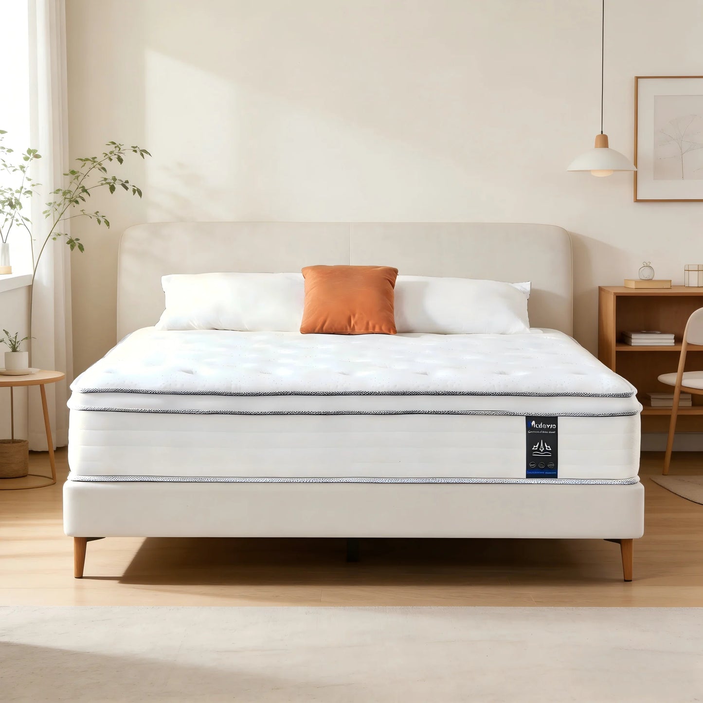 Madevos Hybrid Mattress – Pocket Springs & Foam, Medium Firm, Motion Isolation, 10"–14"