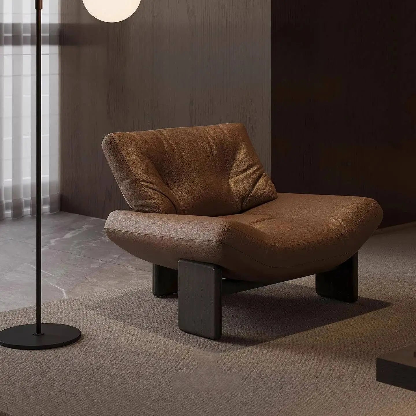 Italian Leather Single Seater Lounge Chair – Designer Leisure Accent Chair