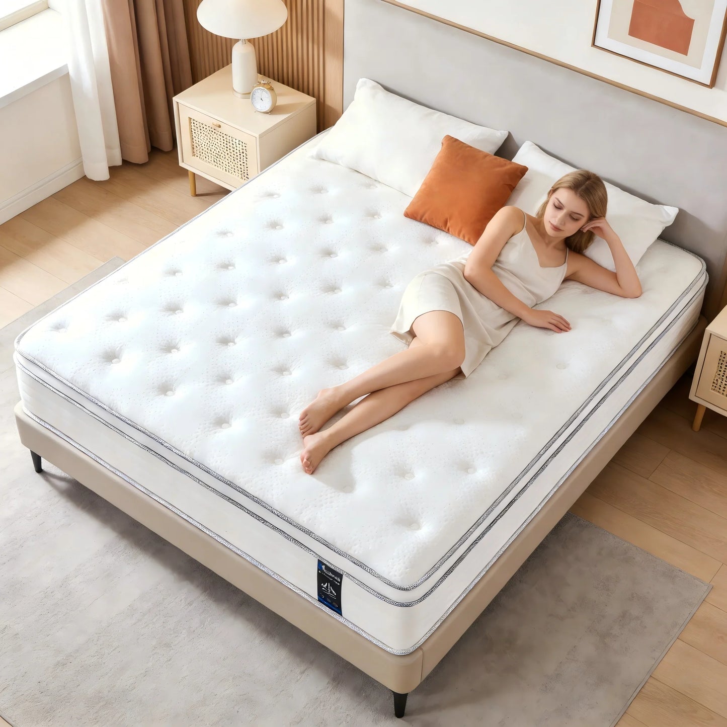 Madevos Hybrid Mattress – Pocket Springs & Foam, Medium Firm, Motion Isolation, 10"–14"