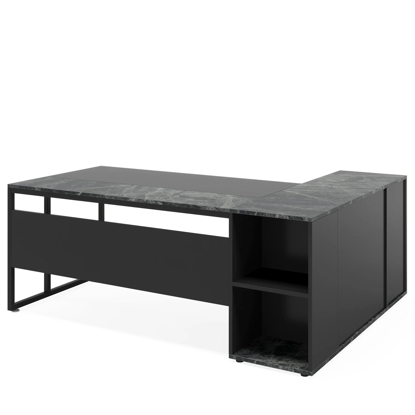Tribesigns 71" L-Shaped Executive Desk with Storage Cabinet & Shelves