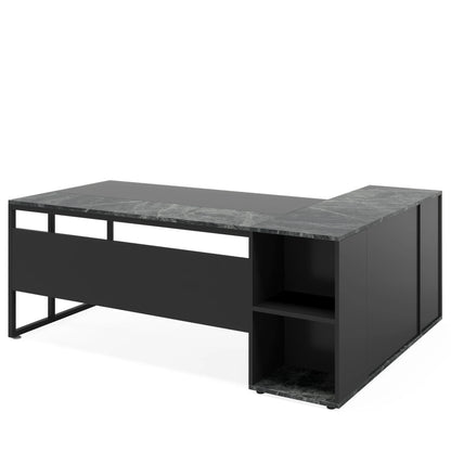 Tribesigns 71" L-Shaped Executive Desk with Storage Cabinet & Shelves