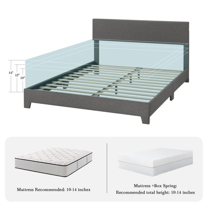 Upholstered Bed Frame with Adjustable Headboard – Soft Linen Fabric, Noise-Free, No Box Spring | Full Queen King