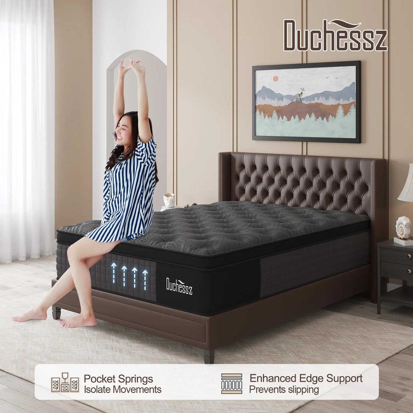 Sweetlove Euro Top Hybrid Mattress – Pocket Spring & Gel Memory Foam, Medium Firm, 14"