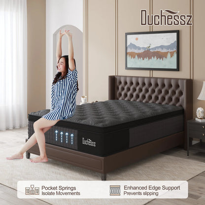 Sweetlove Euro Top Hybrid Mattress – Pocket Spring & Gel Memory Foam, Medium Firm, 14"