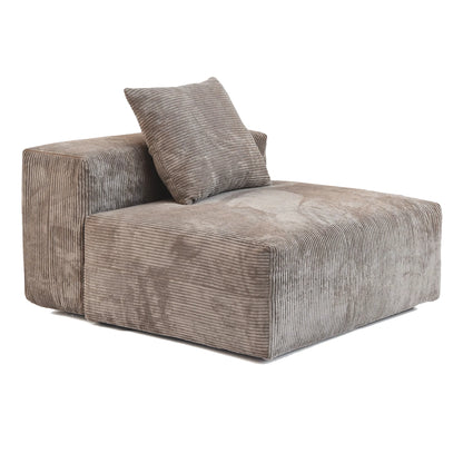 141" L-Shaped Corduroy Sectional Sofa with Ottoman | Oversized 3-Seater with Removable Covers