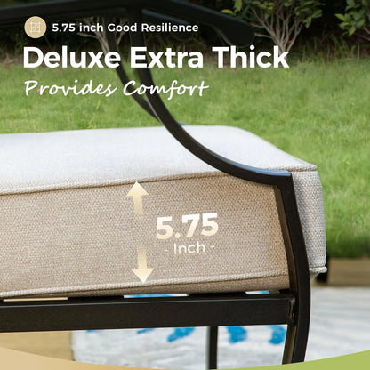 Outdoor Swivel Patio Chairs Set of 2 | High Back, Thick Cushions, Metal Frame
