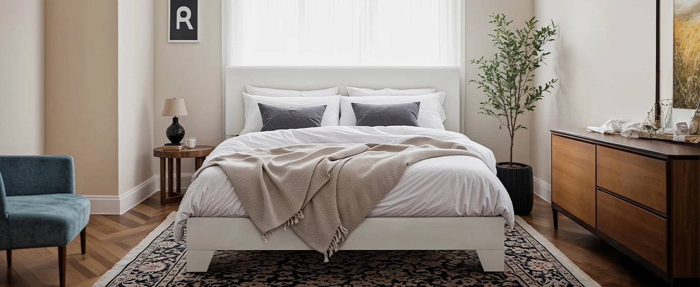 Upholstered Bed Frame with Adjustable Headboard – Soft Linen Fabric, Noise-Free, No Box Spring | Full Queen King
