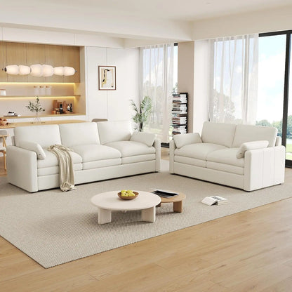 2-Piece Chenille Cloud Sofa Set | Oversized 3-Seater Couch & Loveseat with Double Plush Cushions