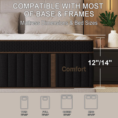 Sweetlove Duchessz Hybrid Mattress – Gel Memory Foam & Pocket Springs, Medium Firm, 12" & 14"