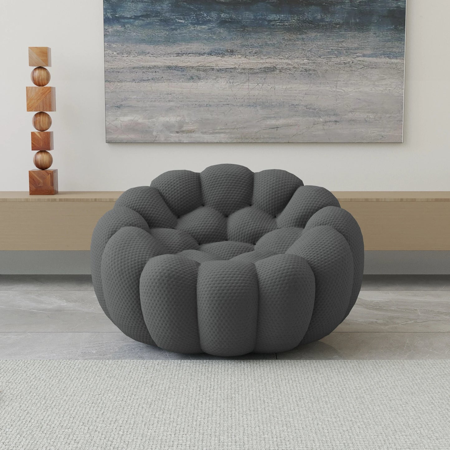 49" Oversized Boneless Bubble Couch – 3D Honeycomb Design, No Assembly Required