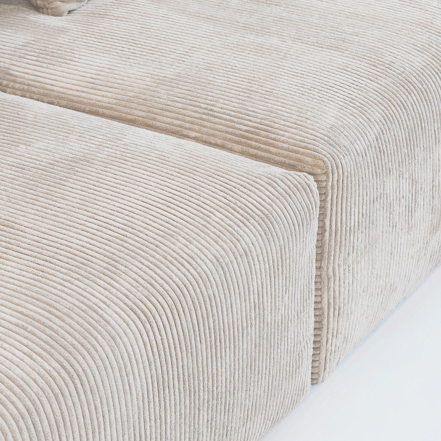 141" L-Shaped Corduroy Sectional Sofa with Ottoman | Oversized 3-Seater with Removable Covers