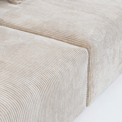 141" L-Shaped Corduroy Sectional Sofa with Ottoman | Oversized 3-Seater with Removable Covers