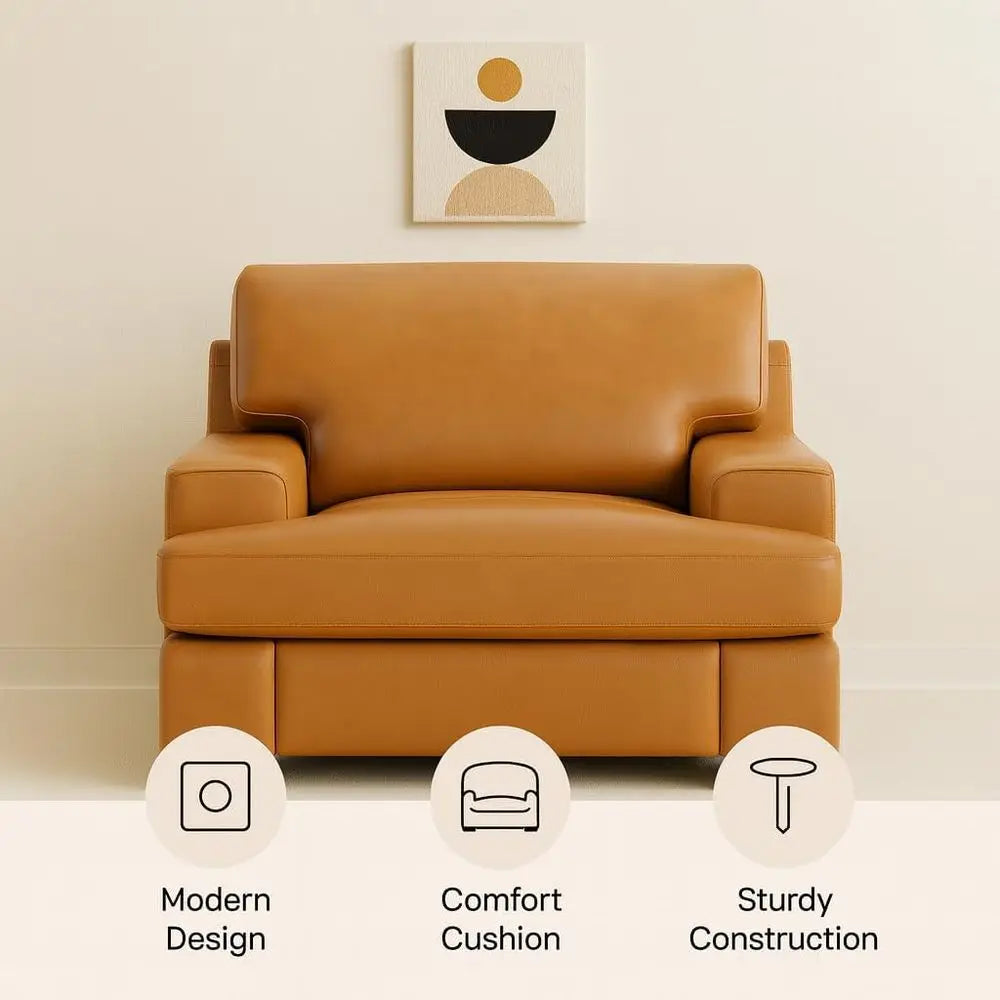 Executive Leather Lounge Chair – Tan Accent Chair for Office & Reception
