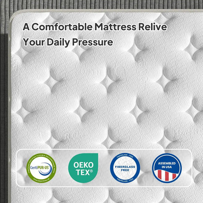 BedStory 14" Luxury Hybrid Mattress – Gel Memory Foam & Pocket Springs, Made in USA