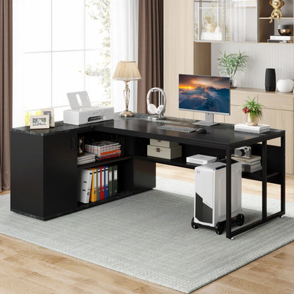Tribesigns 71" L-Shaped Executive Desk with Storage Cabinet & Shelves
