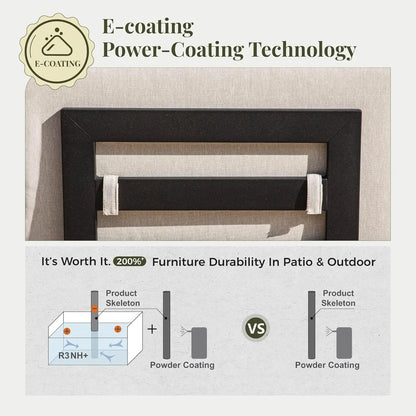 6-Piece Outdoor Patio Sectional Sofa Set – Steel Frame with Thick Cushions, Beige