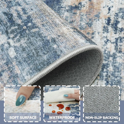 9x12 Abstract Area Rug – Machine Washable, Non-Slip & Stain Resistant