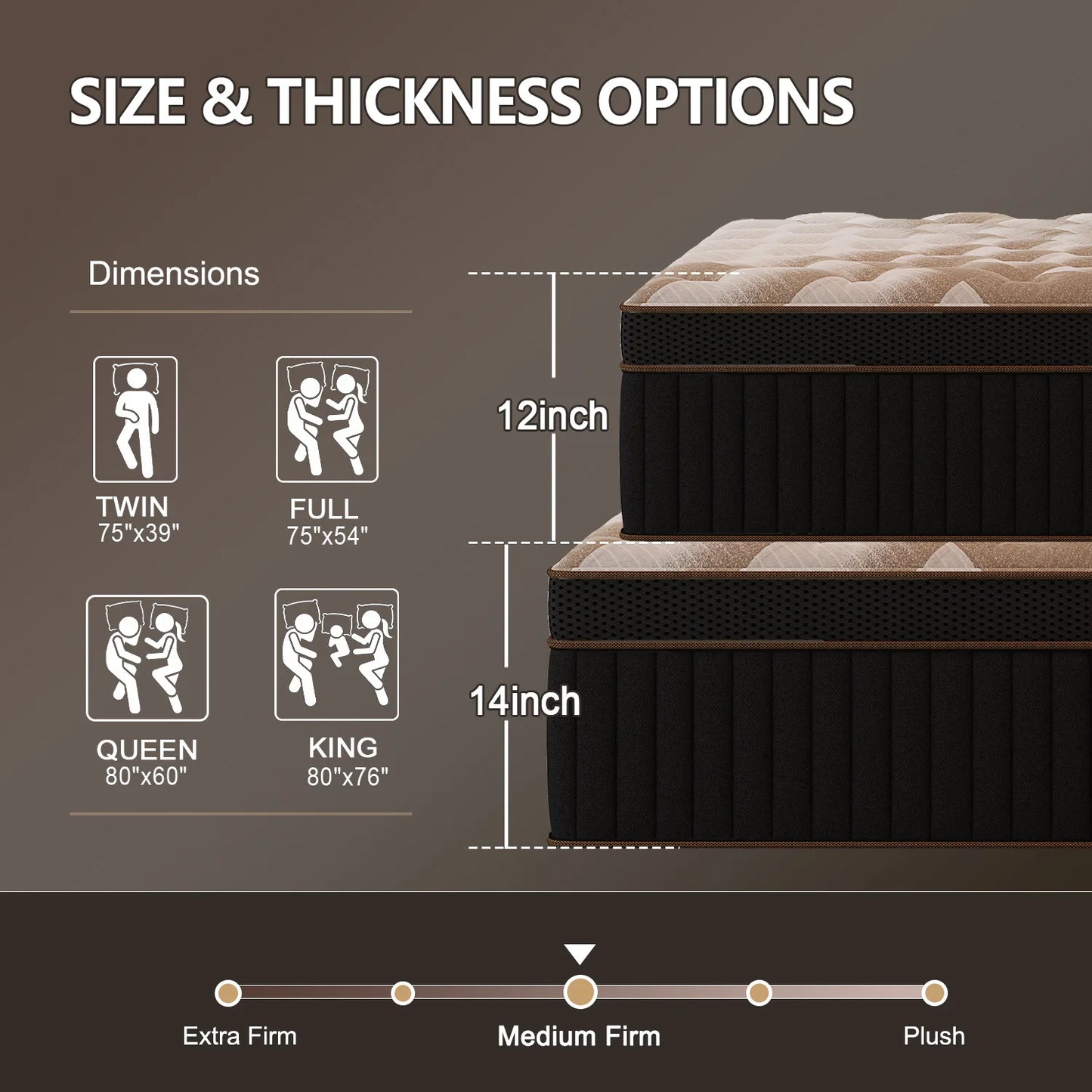 Sweetlove Hybrid Pocket Spring Mattress – Gel Memory Foam, Medium Firm, 12" & 14"