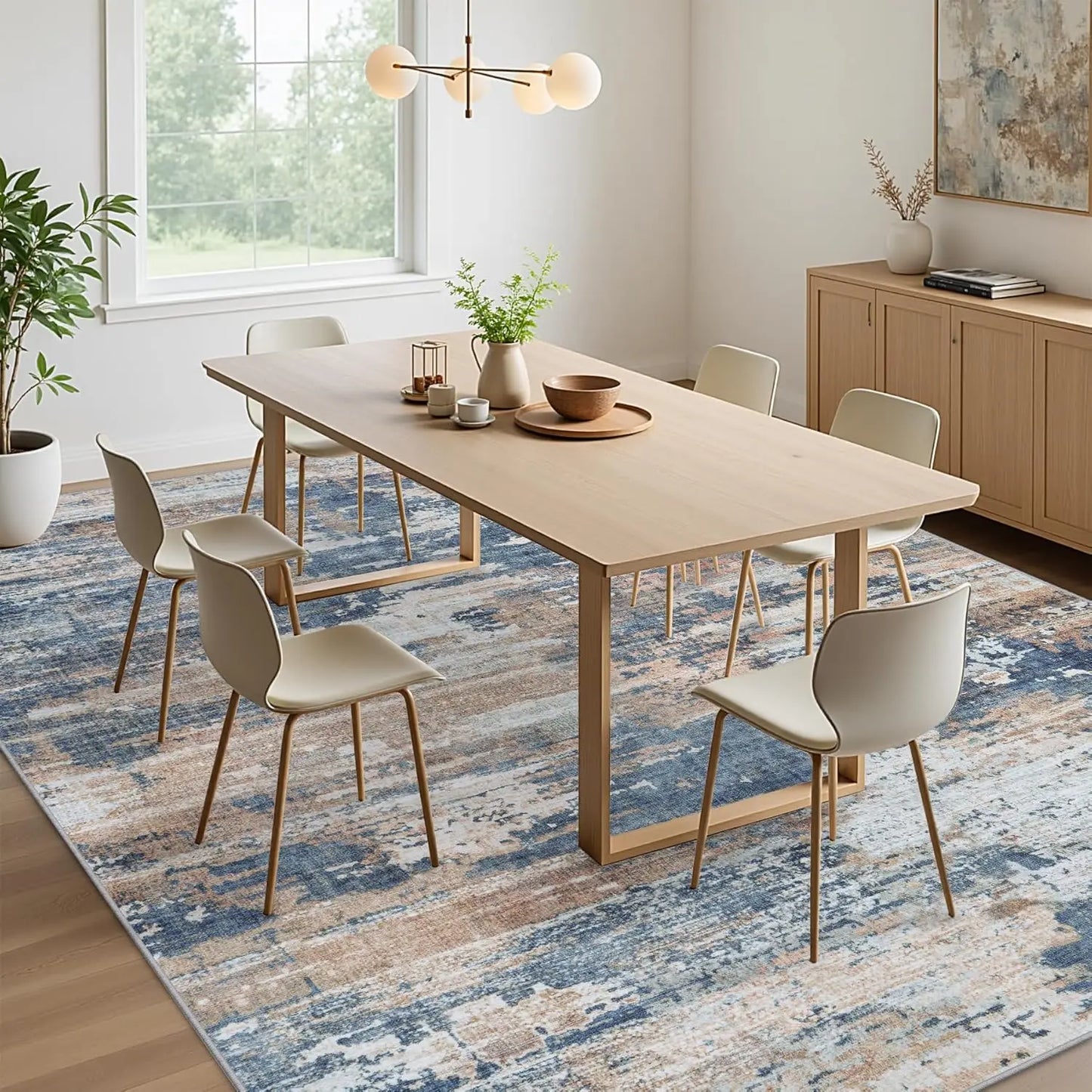 9x12 Abstract Area Rug – Machine Washable, Non-Slip & Stain Resistant