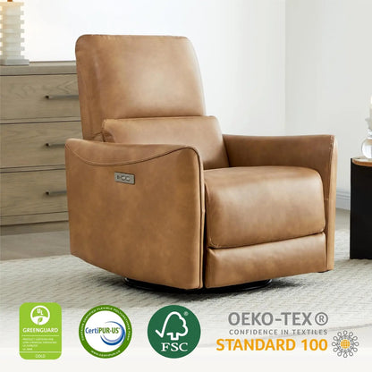 Power Swivel Glider Recliner Chair with Lumbar Support & USB Charging