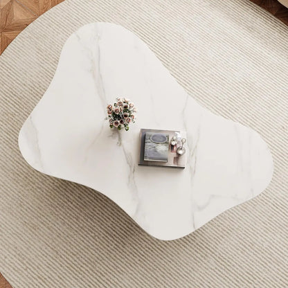 Butterfly Coffee Table | 41.7" Sintered Stone Top with Storage Drawer & Gold Frame